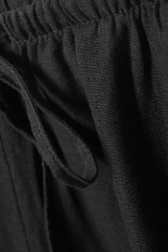 Low Rise Linen-Blend Trousers – Dark Grey