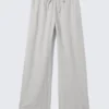 Low Rise Linen-Blend Trousers – Light Grey