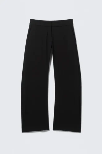Low-Rise Loose Barrel Suiting Trousers – Black