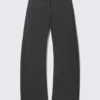 Low-Rise Loose Barrel Suiting Trousers – Dark Grey Melange