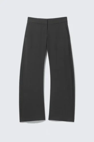 Low-Rise Loose Barrel Suiting Trousers – Dark Grey Melange