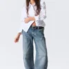Low Rise Loose Barrel Workwear Jeans – Mid Blue – Medium Blue