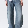 Low Rise Loose Barrel Workwear Jeans – Mid Blue – Medium Blue