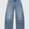 Low Rise Loose Barrel Workwear Jeans – Mid Blue – Medium Blue