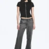Low Rise Loose Bootcut Trousers – Dark Grey