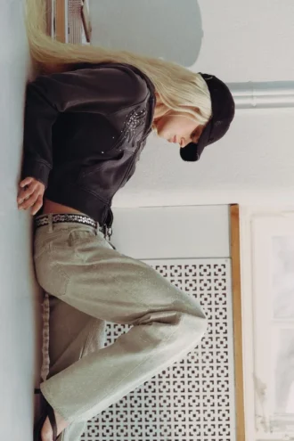 Low Rise Loose Bootcut Trousers – Light Mole