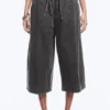 Low Rise Loose Cropped Trousers – Dark Grey