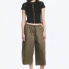 Low Rise Loose Cropped Trousers – Dark Mole
