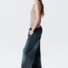 Low Rise Loose Fit Denim Joggers – Mid Blue – Dark Blue