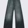 Low Rise Loose Fit Denim Joggers – Mid Blue – Dark Blue