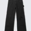 Low Rise Loose Fit Workwear Trousers – Black