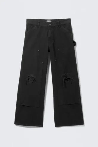 Low Rise Loose Fit Workwear Trousers – Black