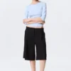 Low Rise Loose Pleated Suiting Shorts – Black