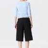 Low Rise Loose Pleated Suiting Shorts – Black