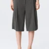 Low Rise Loose Pleated Suiting Shorts – Dark Grey – Herringbone