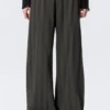 Low Rise Loose Pull-On Cotton Trousers – Dark Grey