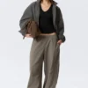 Low Rise Loose Pull-On Trousers – Grey