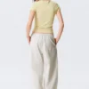 Low Rise Loose Pull-On Trousers – Light Beige