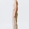 Low Rise Loose Studded Balloon Trousers – Beige