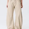 Low Rise Loose Studded Balloon Trousers – Beige