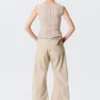 Low Rise Loose Studded Balloon Trousers – Beige