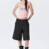 Low Rise Loose Washed Carpenter Shorts – Black