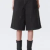 Low Rise Loose Washed Carpenter Shorts – Black
