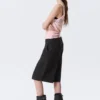Low Rise Loose Washed Carpenter Shorts – Black