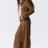 Low Rise Loose Wide Leg Sweatpants – Brown