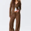 Low Rise Loose Wide Leg Sweatpants – Brown