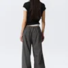 Low Rise Loose Wide Leg Track Trousers – Dark Grey