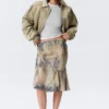 Low Rise Mermaid Midi Skirt – Beige – Snakeskin-Patterned