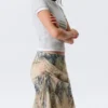 Low Rise Mermaid Midi Skirt – Beige – Snakeskin-Patterned