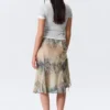 Low Rise Mermaid Midi Skirt – Beige – Snakeskin-Patterned