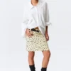 Low Rise Midi Skirt – Light Yellow – Dots