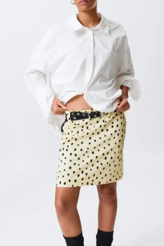 Low Rise Midi Skirt – Light Yellow – Dots