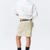Low Rise Midi Skirt – Light Yellow – Dots