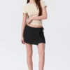 Low Rise Pleated Mini Wrap Skirt – Black