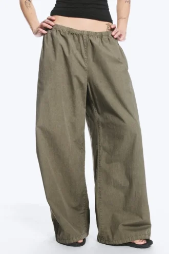 Low Rise Pull-On Ripstop Trousers – Dusty Green Khaki