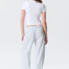 Low-Rise Relaxed Pull-On Trousers – White – Blue Stripes
