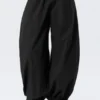 Low Rise Ruched Drawstring Trousers – Black