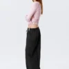 Low Rise Ruched Drawstring Trousers – Black
