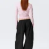 Low Rise Ruched Drawstring Trousers – Black