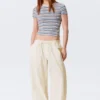 Low Rise Ruched Drawstring Trousers – Off-White