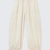 Low Rise Ruched Drawstring Trousers – Off-White