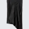 Low Rise Satin Midi Skirt – Black