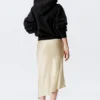 Low Rise Satin Midi Skirt – Light Dusty Beige