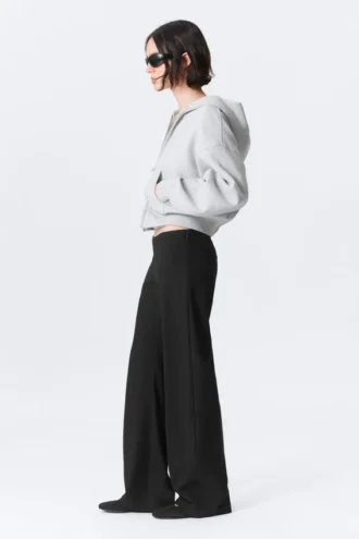 Low Rise Side-Zip Suiting Trousers – Black