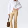 Low Rise Skinny Flared Leg Trousers – Beige
