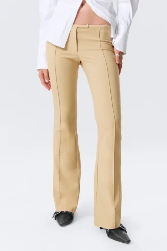 Low Rise Skinny Flared Leg Trousers – Beige